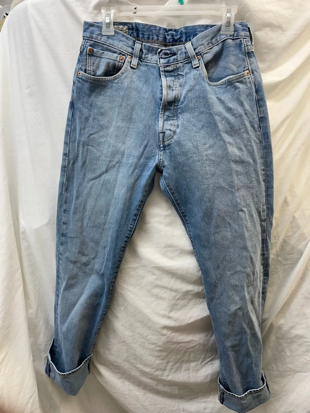 Big E 501 Levi’s vintage button fly jeans light blue men sz  33x34